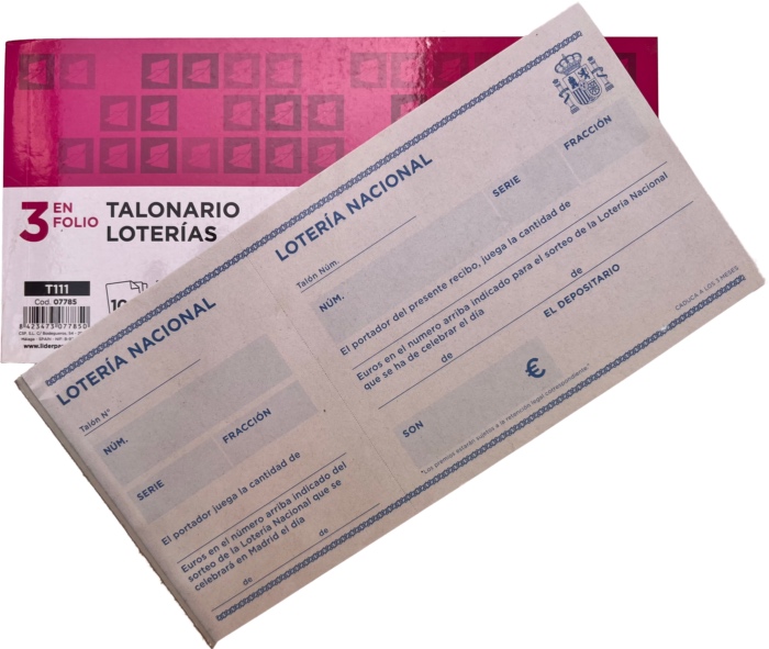 Taco de participaciones de loteria en blanco